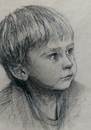 Портрет детский этюд графика рисунок Ванечка